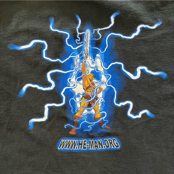 Rare He-Man.Org Black T-shirt With Lightning Back Hit Size XL - Picture 6 of 6